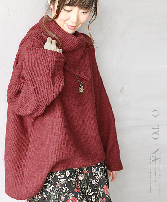 こなれビッグシルエットトップス『ワインレッド』