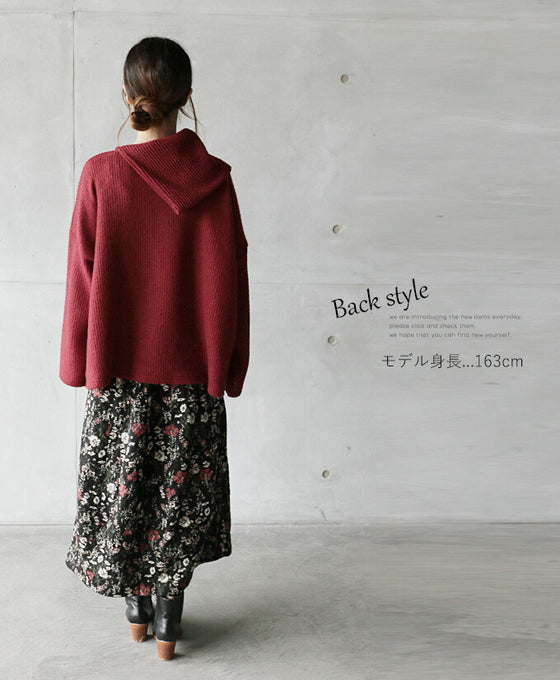 こなれビッグシルエットトップス『ワインレッド』