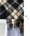 A large checked scarf with a traditional feel: Navy x Ivory