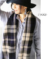 A large checked scarf with a traditional feel: Navy x Ivory