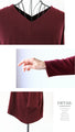 A V-neck dolman top with a double V for a beautiful look (wine red)
