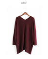 A V-neck dolman top with a double V for a beautiful look (wine red)