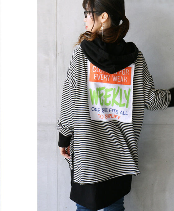 Stylish, casual and simple hooded tunic in black