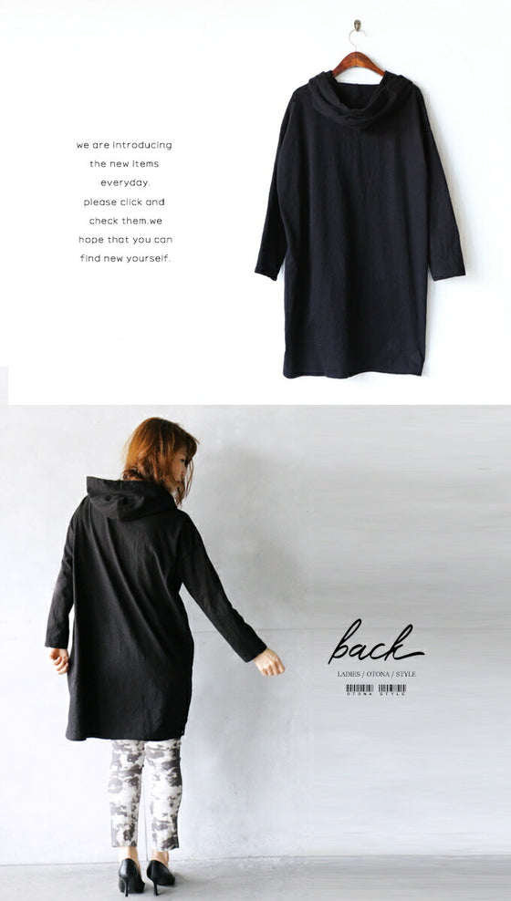 Stylish, casual and simple hooded tunic in black