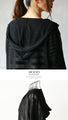 Light and airy, with a feminine sheerness. Hooded cardigan.