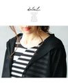 Light and airy, with a feminine sheerness. Hooded cardigan.