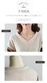 Puffy V-neck knit with two-color sleeves for extra cuteness! 