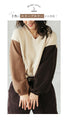 Puffy V-neck knit with two-color sleeves for extra cuteness! 