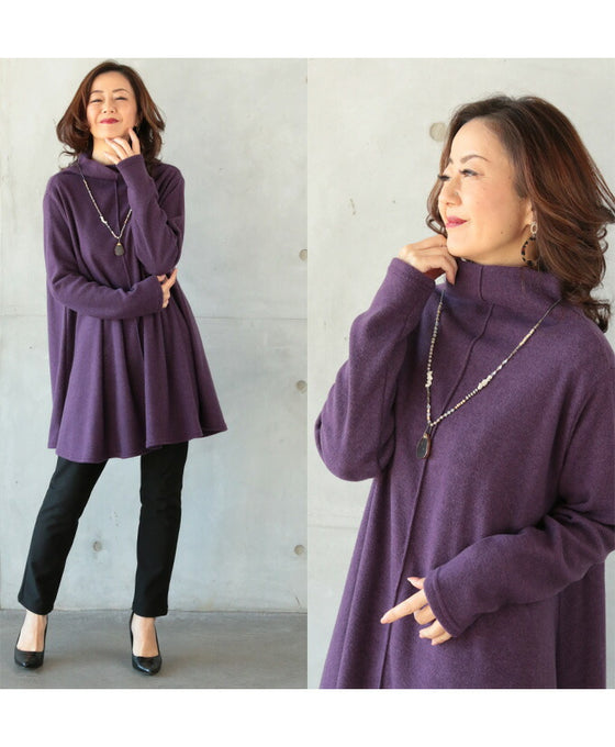 シルエットで高見えニットチュニック。 日常のアップデート!『パープル』