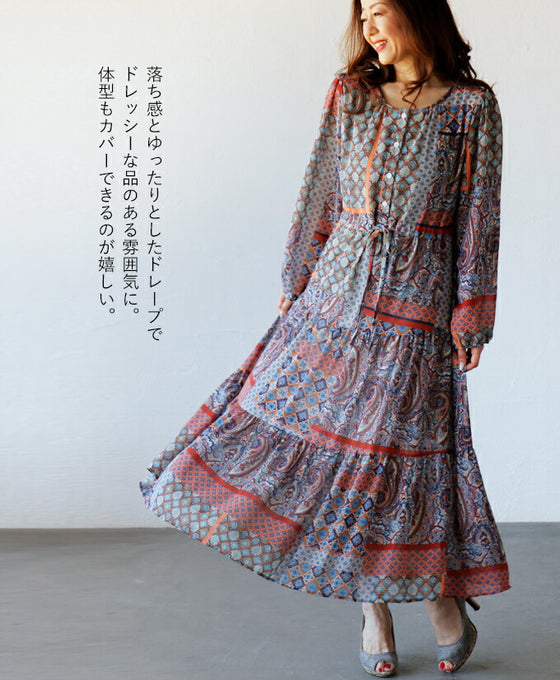 可愛い個性的な存在感。オリエンタル柄ワンピース