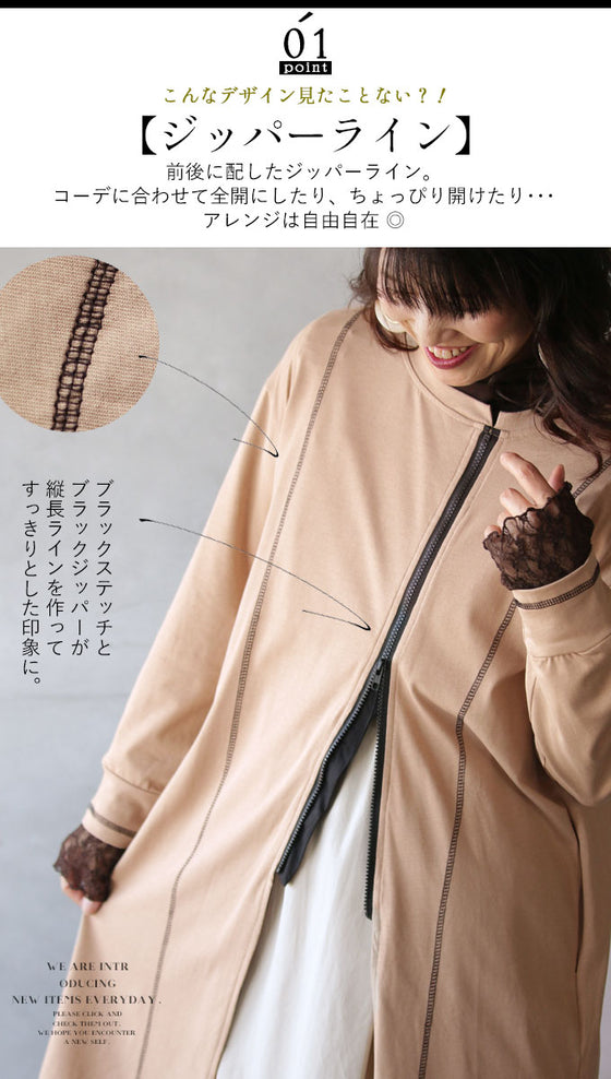 A great vertical effect! The zipper line is effective! Asymmetrical top