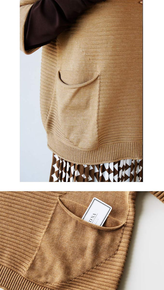 【セール商品返品交換不可】重ね着、着回し、使いやすい。襟付きハーフスリーブニット『キャメル』