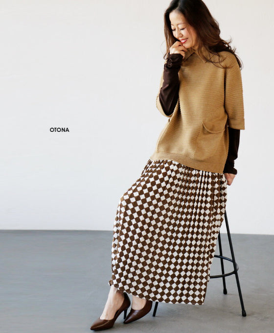 【セール商品返品交換不可】重ね着、着回し、使いやすい。襟付きハーフスリーブニット『キャメル』