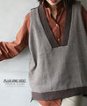 【セール商品返品交換不可】ちょい足しにBESTなVEST ブラウンボーダーニットベスト『ブラウン』