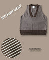 【セール商品返品交換不可】ちょい足しにBESTなVEST ブラウンボーダーニットベスト『ブラウン』
