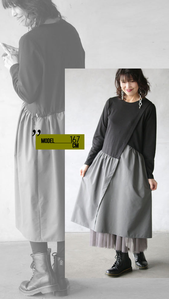 Easy and stylish! Two-tone dress