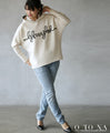 A playful 3D logo. A new hooded dolman top that feels great against your bare skin (beige)
