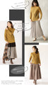 Patchwork accents in mustard color top 