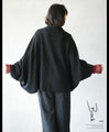 A poncho cardigan that can be worn as a wrap or muffler (Black)