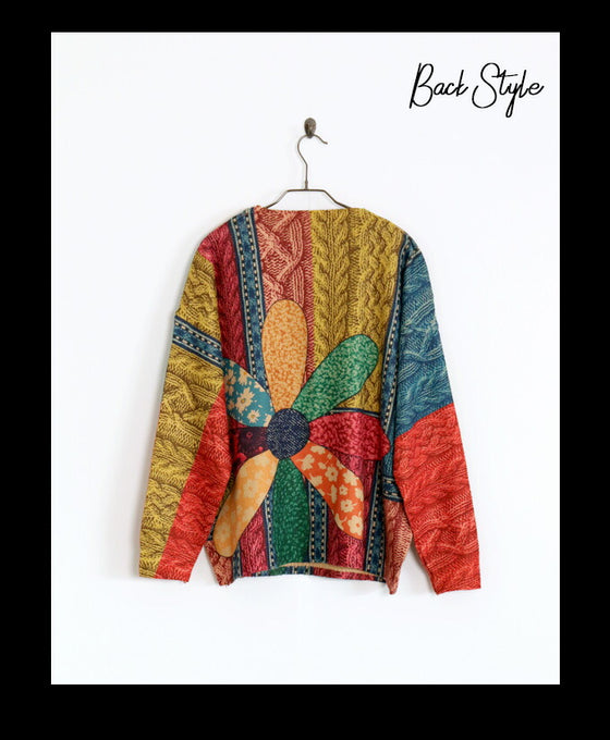 Retro Floral Illusion Knit