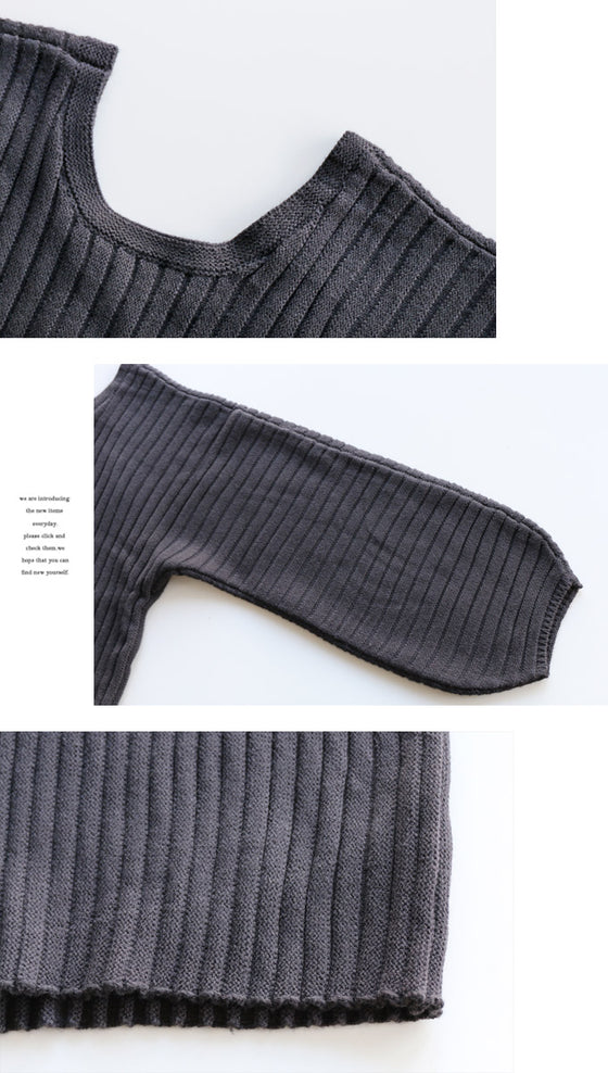 【セール商品返品交換不可】ラフに着て、大人可愛く 袖ぷっくりニット『ブラック』