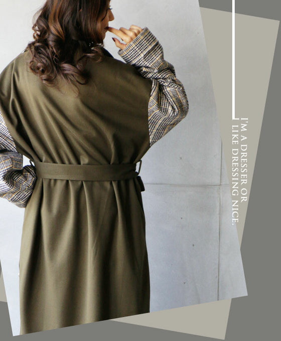 OTONAオリジナル。大人の品格。余裕。千鳥格子。『カーキ』