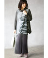 Wrapped in a cozy knit, this top features an eye-catching artistic pattern all around (gray)