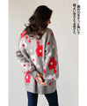 Fluffy floral knit top (gray)