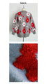Fluffy floral knit top (gray)