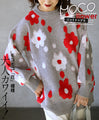 Fluffy floral knit top (gray)