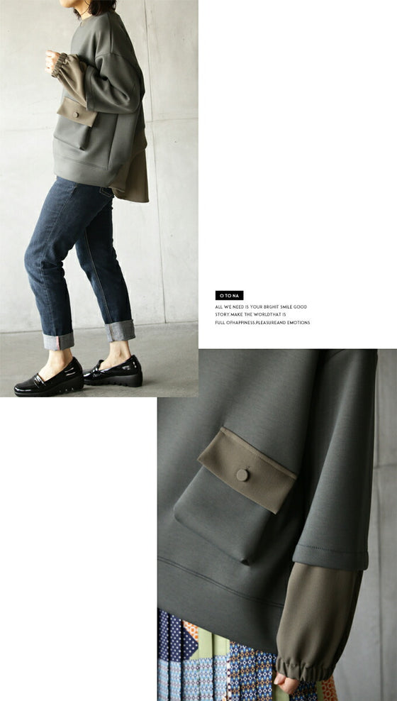 【セール商品返品交換不可】この一枚が作る。 個性派大人カジュアルなレイヤードスタイル『カーキ』