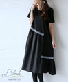 A cute dress with white lines and gathers, 