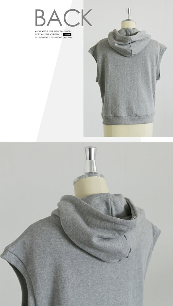 Adult cute relaxed shoulder-drop vest top hoodie