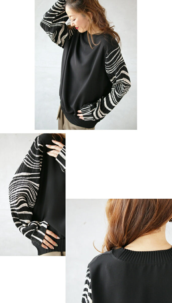 Elegant and relaxed, adult animal style is here. Pleated sleeve top in different materials.
