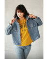 Soft denim jacket made of pockmarked material