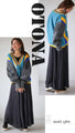 A playful, colorful cardigan made from different materials