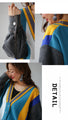 A playful, colorful cardigan made from different materials