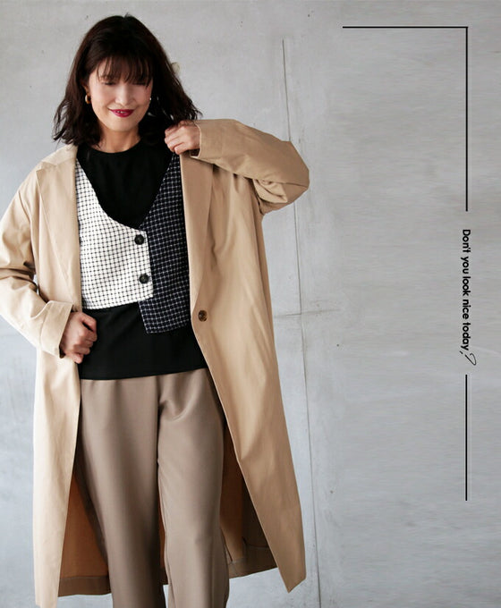 【セール商品返品交換不可】フェイクベスト付 レイヤード風トップス