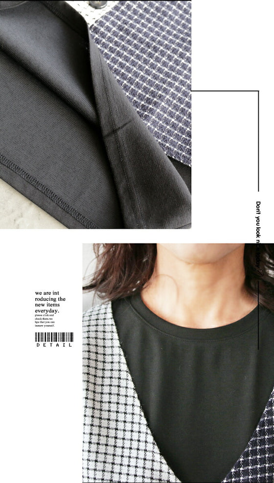 【セール商品返品交換不可】フェイクベスト付 レイヤード風トップス