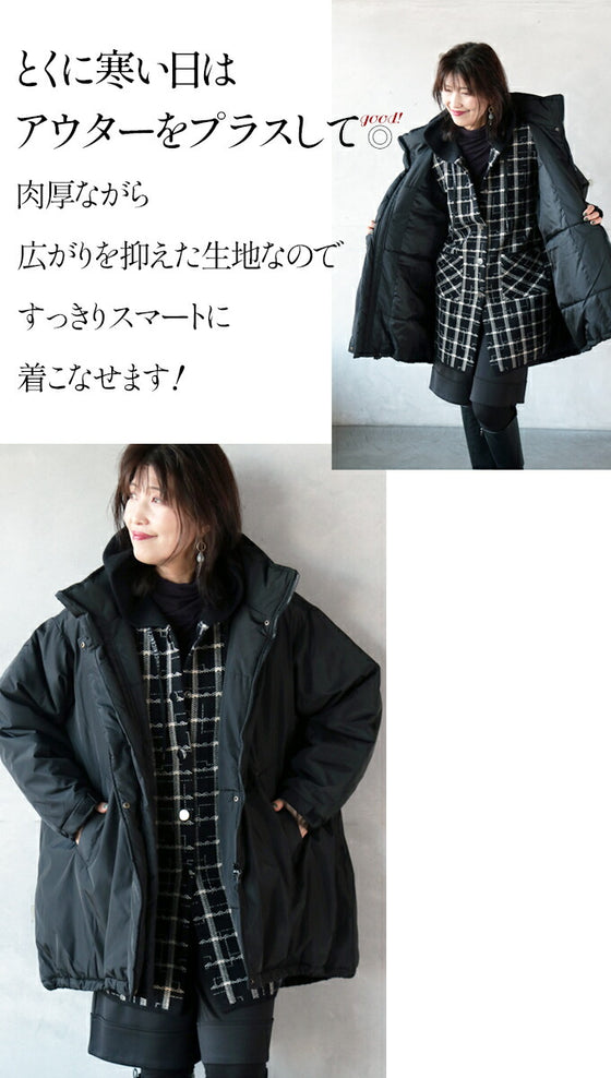 ★もちっと肉厚手軽で使いやすいチェック柄ニットアウター