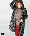 ★A thick, easy-to-use checkered knit outerwear
