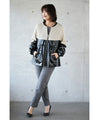 A casual, modern blouson made from different materials