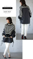 Warm and cute, cozy combination of different materials, striped top