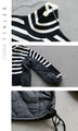 Warm and cute, cozy combination of different materials, striped top
