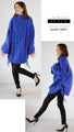 A warm combination of different materials. Royal blue stands out against the cold sky.