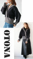Ribbed, bicolor, warm, carefully crafted large collar knit