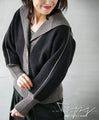 Ribbed, bicolor, warm, carefully crafted large collar knit