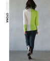 A pullover top with a colorful accent that can be worn as the main piece or layered.