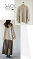 Simple and unique sophisticated design. Mixed material knit turtleneck top 