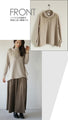 Simple and unique sophisticated design. Mixed material knit turtleneck top 